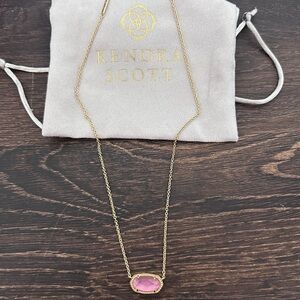 Kendra Scott Gold Necklace with Pink Faceted Pendant